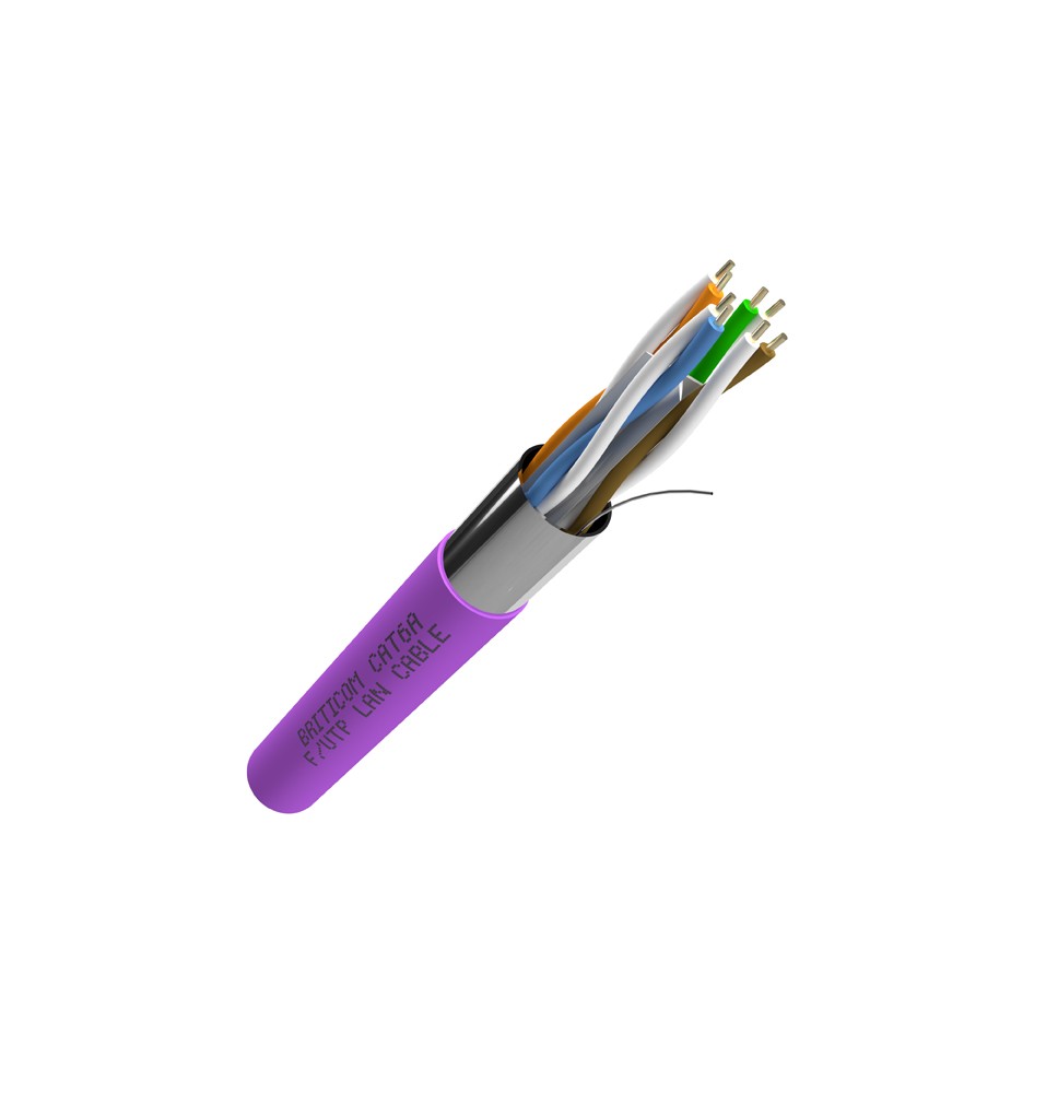 Câble Réseau F/FTP CAT6A LSZH Violet 500 m 23AWG – ETL 3P – BRITICOM